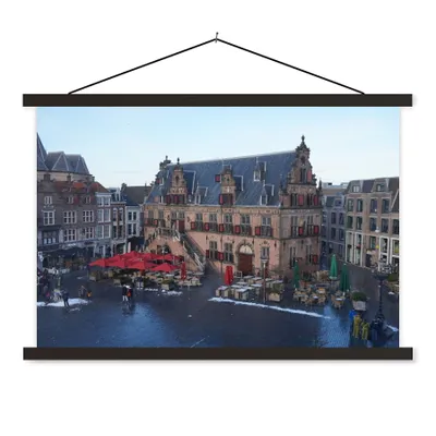Produktbild von MuchoWow® Textilposter Markt - Nijmegen - Stadt 60x40 cm mit schwarzem Rahmen - Hölzernes