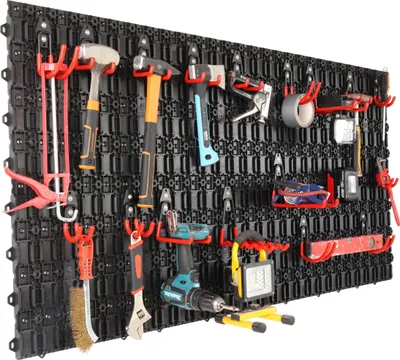 Zdjęcie produktu dla Tablica Warsztatowa 151X76Cm Zestaw Haków Botle, Qbrick Narzędzia Garaż