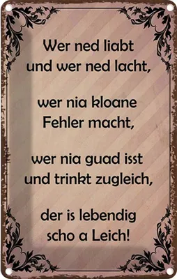 Produktbild von vianmo Blechschild 30x20 cm wer ned liabt und lacht Spruch Zitat