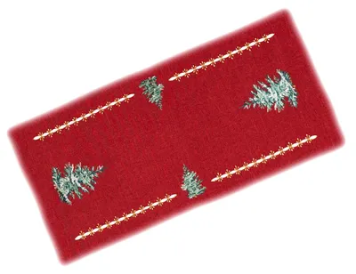 Produktbild von Tischwäsche mit Stickerei Tannenbaum mit Polyester 40 x 85 cm - rot