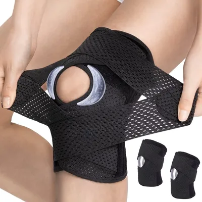 Produktbild von Kniebandage mit Seitenstabilisatoren und Gel-Pads gegen Knieschmerzen