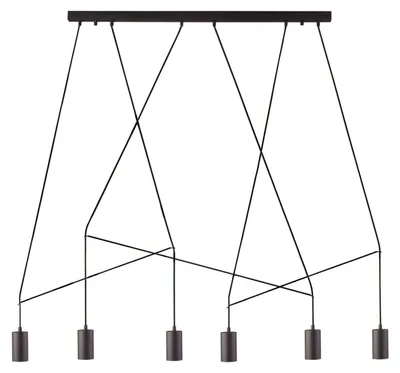 Produktbild von Loft Hängelampe IMBRIA Schwarz Metall 6-flammig Vintage Pendelleuchte Wohnzimmer Esszimmer Esstisch
