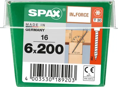 Produktbild von Spax Holzbauschrauben 6.0 x 200 mm TX 30 Zylinderkopf - 16 Stk.