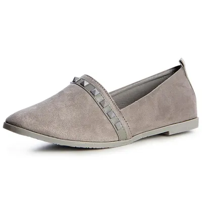 Produktbild von topschuhe24 1326 Damen Slipper Loafer Ballerina Mokassins Velours, Farbe:Grau, Größe:37 EU
