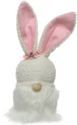 Image de Lapin de Pâques lutin en peluche 28cm blanc / rose