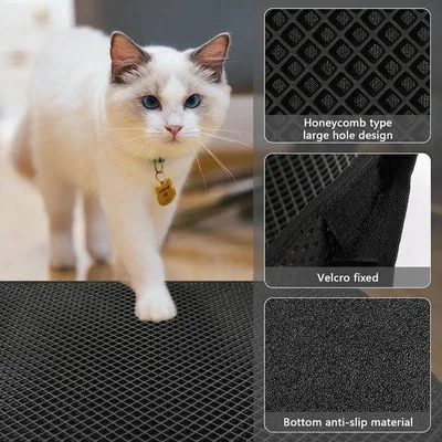 Produktbild von Famanu Katzenstreu-Matte 46 × 60 cm - Wasserfest - Doppellagiges Wabenmuster - Leicht zu reinigen - 1 Stück