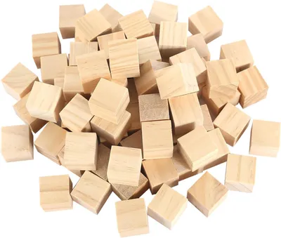 Imagen del producto de Bloques de madera cuadrados, de 20 mm, 120 unidades, para proyectos de manualidades creativas