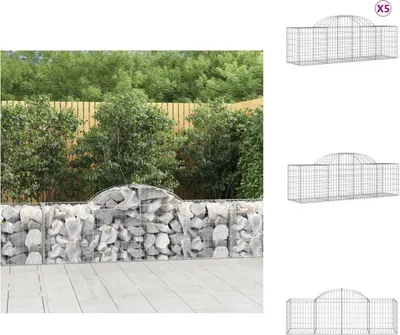 Produktbild von vidaXL Gabionen mit Hochbogen 5 Stk. 200x50x60/80 cm Verzinktes Eisen -  Blumentöpfe & Pflanzgefäße
