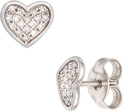 Produktbild von Ohrstecker Herzchen mit 34 Brillanten 585 Gold Weißgold Ohrschmuck Damen