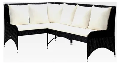 Produktbild von Ecksofa für den Garten aus Poly Rattan mit Couchtisch, Eckbank, Terrassenmöbel, Sitzgruppe, Schwarz