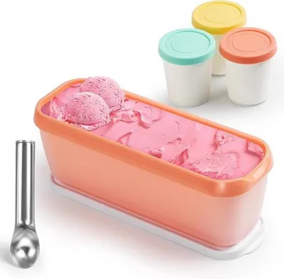 Produktbild von Eisfachset mit 4 Eisbechern - Eisbeutel mit Deckel und Eisverteiler - wiederholbar und BPA-frei