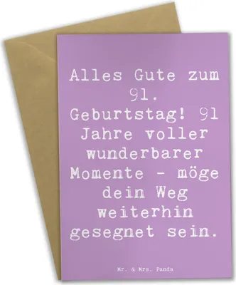 Produktbild von Mr. & Mrs. Panda babykarte Spruch 91. Geburtstag Segen - Lavendeltraum - Geschenk, Happy Birthday, osterkarte, neujahrskarte, Grußkarten, weihnachtskarten, Liebe