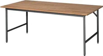 Image de Table de travail Jerry L2000xP1000xH800-850mm Plateau hêtre massif,S.25mmPiétement gris