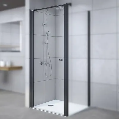 Produktbild von Drehtür für Seitenwand Breuer Elana 6 75 cm Anschlag links Klarglas Profilfarbe schwarz