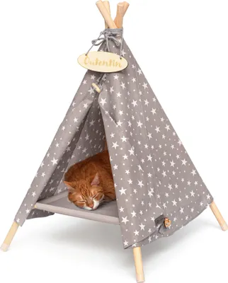 Produktbild von Outentin hundehöhle für kleine hunde und Haustier – Stylish Katzenbett höhle – Modische hundehütte indoor – Katzenzelt und cat house – viele Muster– Hunde und Katzen Tipi- 53x53x70cm - Sterne