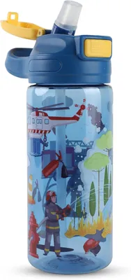 Produktbild von Kinder Trinkflasche 600 ml, mit Strohhalm, ausfallsicher, BPA frei, für Schule
