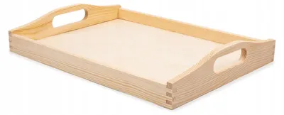 Immagine prodotto di Vassoio in legno 40 x 30 cm con maniglie – vassoio rettangolare da colazione a letto, da portata per caffè e snack, base per decoupage