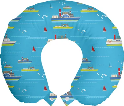 Produktbild von ABAKUHAUS Marine Reisekissen Nackenstütze, Ships Segeln auf Blue Ocean, Schaumstoff Reiseartikel für Flugzeug und Auto, 30x30 cm, Mehrfarbig