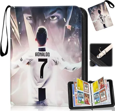 Produktbild von Sammelalbum Fußball Karten, Sammelalbum für Fußball Karten Album, Sammelkarten Album Fussball mit 50 Herausnehmbaren Hüllen für 400 Karten cr7