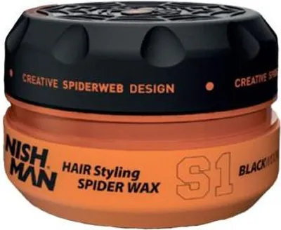 Produktbild von Nishman | Haarwachs Aqua Spider S1 - 150ml - Schwarz - Starkes Halten - Hochglanz - Flexibles Styling