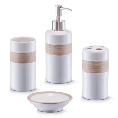 Produktbild von Zeller Bad-Accessoires-Set, 4-tlg., beige/braun, Keramik
