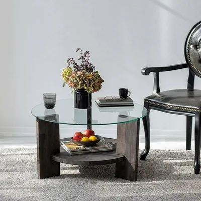 Image de Felino - Table basse, 75x75x40h cm Noir Anthracite, Porte-revues