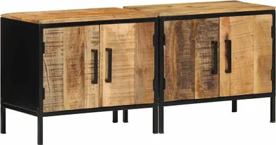 Productafbeelding van Nachtkastje 2 st Bruin en zwart 50 x 30 x 45 cm