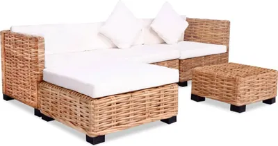 Zdjęcie produktu dla Zestaw Wypoczynkowy, 14 Elementów, Naturalny Rattan Lumarko!