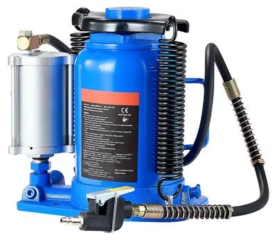 Zdjęcie produktu dla SucceBuy Pneumatyczny podnośnik butelkowy 32 t, zakres podnoszenia 255–415 mm, pneumatyczno-hydrauliczny/ręczny podnośnik tłokowy z pompą do SUV-ów, pickupów, ciężarówek, kamperów i napraw samochodowych, niebieski