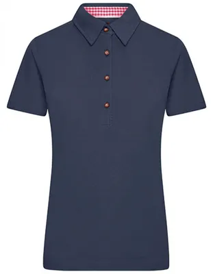 Produktbild von James+Nicholson JN715 | Damen Traditional Polo / Trachtenknöpfe aus Horn-Imitat - Farbe: Navy/Red/White - Größe: M