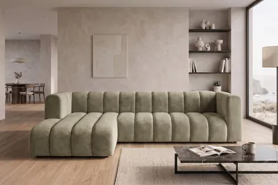 Produktbild von Kaiser Möbel Modulares Ecksofa in L-Form, Velvet-Stoff Riviera, Beige, Links, GRAND 318 cm, KI-generiertes Bild