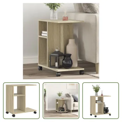 Obrázek produktu pro The Living Store Odkládací stolek s kolečky Sonoma dub 50x30x55 cm materiál na bázi dřeva