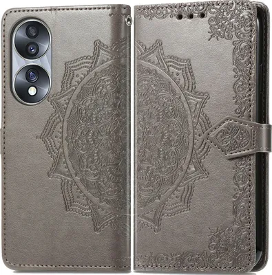 Produktbild von Mobigear Mandala  HONOR 70 Hülle Klapphülle Geldbörse - Grau