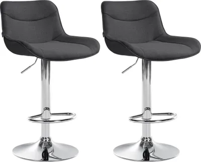 Obrázok produktu pre Sada 2 nastaviteľných textilných barových stoličiek - pohodlné otáčanie - ergonomický dizajn
