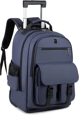 Image de Sac à dos à roulettes pour ordinateur portable - Sac de voyage - Usage quotidien - FilmPolyuréthaneimperméable - 34 x 22 x 50 cm - Noir