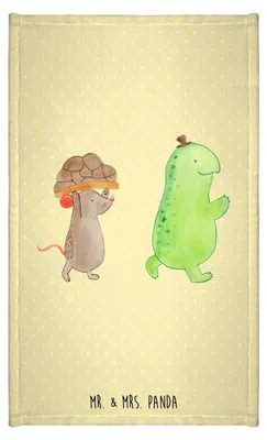 Produktbild von Mr. & Mrs. Panda Handtuch Schildkröte Maus - Gelb Pastell - Geschenk, Mini-Handtuch, Frotteetuch, Freunde, Fröhlich, gäste wc, Design, baumwolle