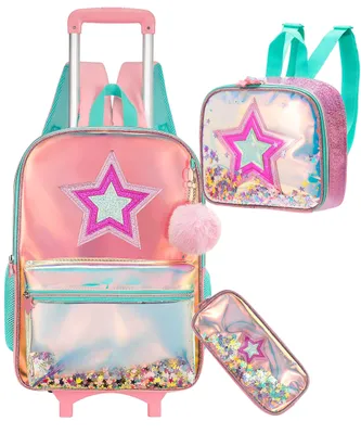Produktbild von Rucksack mit Rollen – aus transparentem PVC – 42 x 30 x 20 cm – 16 Zoll – Für Schule und Reisen