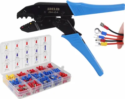 Produktbild von Crimpzange Quetschzange Kabelschuhe Sortiment Ringkabelschuhe Steckverbinder Flachstecker Set 300 Stück