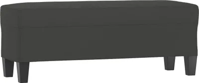 A dark gray bench on a white background.