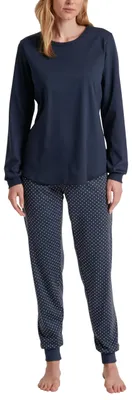 Produktbild von CALIDA Midnight Dreams Bündchen-Pyjama Damen, aus 100% Dicker Baumwolle