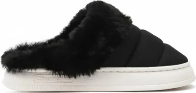 Produktbild von Damen Isoliert Hausschuhe Gefüttert Slippers Slip On Schlappen Ambra Schwarz Gr.38/39