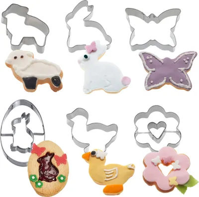 Produktbild von Westmark Ausstechformen-Set Osterhase, Gans, Herz, Schaf, Schmetterling, , 6-tlg, Rostfreier Edelstahl, Ostern, Silber, 31952260
