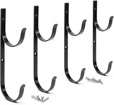 Productafbeelding van Zwembad Haken Set - Hanger Haken - Opruimen Buitenruimte - Zwaar Aluminium - 4 stuks - Zwart