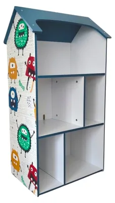 Image de Étagère pour enfants GINGER HOME – Maisonnette MONSTER, bleue, pour ranger les jouets et les livres
