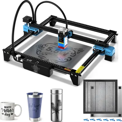 Produktbild von Twotrees TTS-55 Pro - Hochleistungs-Machine mit 5,5 W Output für 3D-Holzpuzzles und Metall, inklusive Waben-Arbeitstisch (500*500 mm)