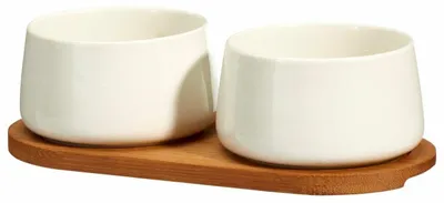 Produktbild von HOWHOMELY | Servierset - Snackschalen - 3er Set - beige - creme - Servierschale - Dekorativ - Bambusbrett