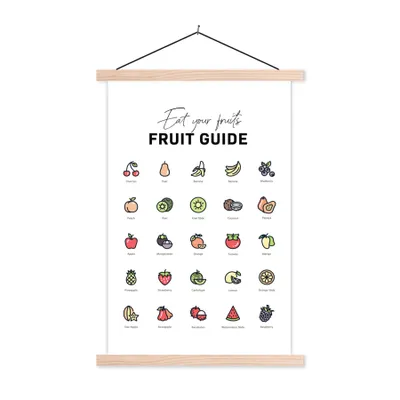 Produktbild von MuchoWow® Textilposter Küche - Lebensmittel - Obst 60x90 cm mit holzfarbenen Rahmen - Textil