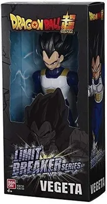 Product packaging for a Dragon Ball Super Limit Breaker Series Vegeta action figure.