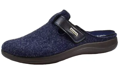 Produktbild von Rohde Damen Pantoffel Hausschuh Klettverschluss Softfilz Bari 6549, Größe:37 EU, Farbe:Blau