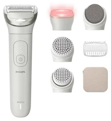 Produktbild von Philips BRE748/00, Folienschaber, 1 Kopf/Köpfe, Grau, Exfoliation, Rasieren, Glättende Pedikürrolle, Akku, Integrierte Batterie